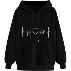 Hoodie Damen Elegant Sweatshirt mit Kapuze Fashion Motiv Kapuzenpullover Sport Pullover Frauen Langarm Oberteile Winter Kleidung