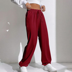 Damen Jogginghose Baggy Hosen Fashion Trainingshose mit Kordelzug Sporthose Lang Stoffhose Casual Teenager Mädchen Baumwolle