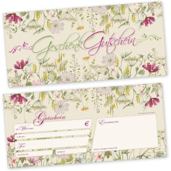 tatmotive Gutscheine Wildblumen 50 Stück - Gutscheinkarten mit Blumen für Gewerbe wie Wellness Floristik AI Affiliate