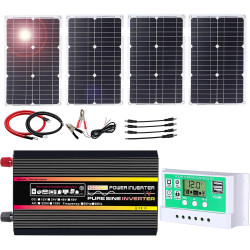 10000-W-Off-Grid-Solarstrom-Kit mit reinem Sinus-Wechselrichter und 50-A-PWM-Controller for Wohnmobile, Boote und