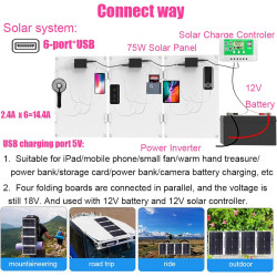 10000-W-Off-Grid-Solarstrom-Kit mit reinem Sinus-Wechselrichter und 50-A-PWM-Controller for Wohnmobile, Boote und