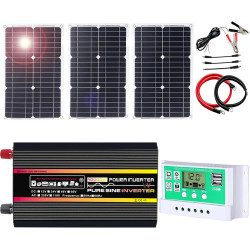 10000-W-Off-Grid-Solarstrom-Kit mit reinem Sinus-Wechselrichter und 50-A-PWM-Controller for Wohnmobile, Boote und