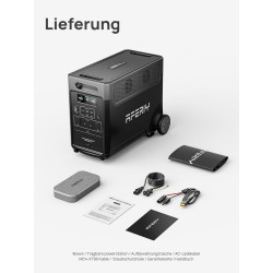AFERIY 3840Wh Tragbare Powerstation, 3600W Solargenerator LiFePO4 mit USV, 3x230V AC Ausgang 3600W (7200W Peak), Stormerzeuger