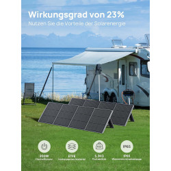 AFERIY Faltbares Solarpanel 200W, Solarmodul mit 5 Ausgängen, faltbares monokristallines Silikon-Solarpanel, IP65, hohe