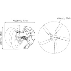 AISINILALAO Windkraftanlage-Generator-Kit, 400W 12V 24V Wind-Energie-Generator,Mit Prüfer 5 Blätter