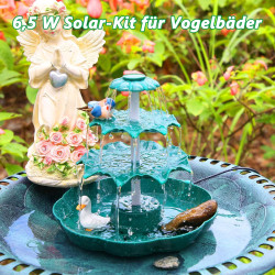 AISITIN DIY Brunnen,Vogeltränke Sets mit 6,5W Solar Springbrunnen, 3 Stufige Vogelfütterer für Draußen,Vogelbad und DIY