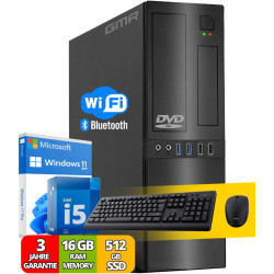 Intel Office PC Komplett mit Tastatur und Maus | Intel i5 | 16 GB RAM | 512 GB SSD | DVD-Brenner | WiFi 600 und Bluetooth 5 |