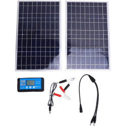 Asixxsix Solarpanel-Kit, Wasserdichtes Solarpanel-Starter-Kit mit 2 Stück 100 Watt Mono Kristallines Solar Panel & Solar Charge