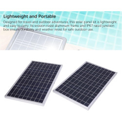 Asixxsix Solarpanel-Kit, Wasserdichtes Solarpanel-Starter-Kit mit 2 Stück 100 Watt Mono Kristallines Solar Panel & Solar Charge