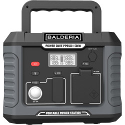 BALDERIA Outdoor Power Cube 500W | Tragbare Powerstation 400Wh | Mobiler Stromspeicher mit Steckdose 230V, AC USB, Flashlight,