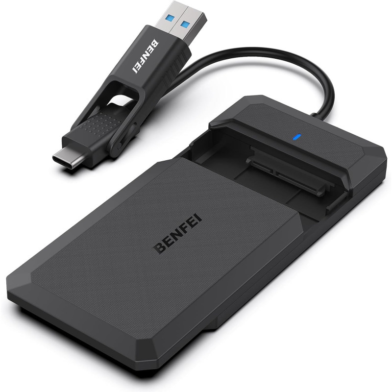 BENFEI Festplattengehäuse 2,5 Zoll, USB C 3.2 Gen 2 / USB Typ-A auf SATA III bis zu 6 Gbps Externes Gehäuse für SSD und HDD BENFEI Festplattengehäuse 2,5 Zoll, USB C 3.2 Gen 2 / USB Typ-A auf SATA III bis zu 6 Gbps Externes Gehäuse für SSD und HDD