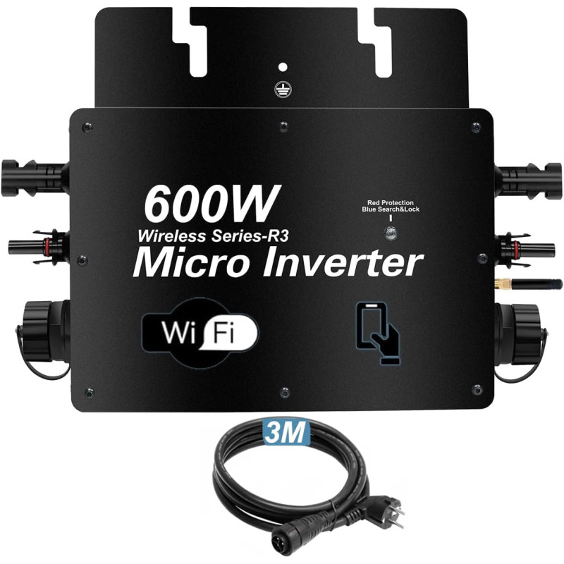 BENNTOP Mikrowechselrichter 600W Solar-wechselrichter für Balkonkraftwerk MPPT DC30-60V PV Grid Tie Wechselrichter mit WLAN, APP