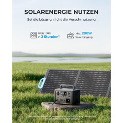 BLUETTI Solar Generator EB3A mit 100W Solarpanel, 268Wh Tragbare Powerstation mit 600W (1200W Peak) AC Ausgängen, LiFePO4