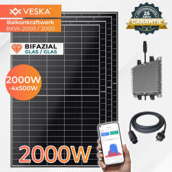 Balkonkraftwerk 2000W - Solaranlage Bifaziale Glas/Glas Paneele, WiFi Smarte PV Anlage Echtzeit-Überwachung via App mit WLAN AI