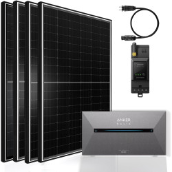 Balkonkraftwerk Komplettset 2600W mit 1600W Speicher, 4x500W Bifazial Solarmodule Vollschwarz mit Solix Pro 2 Stromspeicher
