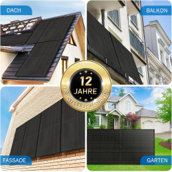 Balkonkraftwerk Komplettset 2600W mit 1600W Speicher, 4x500W Bifazial Solarmodule Vollschwarz mit Solix Pro 2 Stromspeicher