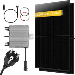 Belko® Balkonkraftwerk 830Wp Komplettset, 2 x 415W Trina Solar Full Black Module, 800W Wechselrichter mit WiFi, Smarte