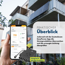 SPAUN Balkonkraftwerk 2000Wp | 1800W Komplettset mit bis zu 2600Wp bifazialer PV-Leistung und 10m Anschlusskabel zum Einstecken