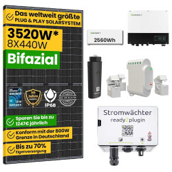 EPP.Solar® Smart Balkonkraftwerk mit Speicher 5280W Solaranlage Komplettset, 2,56kWh Stromspeicher, 3000W Notstromsteckdose,