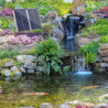 Biling 70W Solar Teich Wasserfall Set, 30cm Edelstahl-Überlauf-Teichpumpe Wasserfall und langlebigem Rohr Deko für Koiteich,