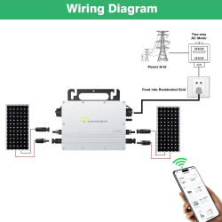 BuyWeek Wechselrichter Balkonkraftwerk, Wechselrichter 800W IP67 Wasserdicht Mikrowechselrichter mit WLAN APP Micro