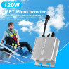 DEWIN Solar Mikro Wechselrichter, 120W Solar PV Grid tie Micro Inverter IP65 Wasserdichter MPPT Wechselrichter mit Netzanschluss
