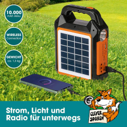 EASYmaxx Solar-Generator Kit 4500mAh | 2 Auflademodi: Solarpanel oder USB | Zum Aufladen von Handy, Powerbank, u.v.m. |