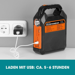EASYmaxx Solar-Generator Kit 4500mAh | 2 Auflademodi: Solarpanel oder USB | Zum Aufladen von Handy, Powerbank, u.v.m. |