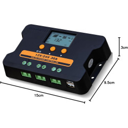 ECO-WORTHY aufgerüstet 30A Solar Laderegler 12V/24V, Solar Ladegerät Controller PWM kann Batterieparameter Individuell Anpassen
