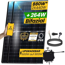 EPP.Solar® 880W Balkonkraftwerk 800W komplett Steckdose - Balkonkraftwerk 800 Watt upgradebarer Growatt NEO Wechselrichter 800W,