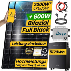 EPP.Solar® 2000W/2000W Balkonkraftwerk mit Speicher Komplettset | 5,12 kWh Marstek Venus-E AC gekoppelt Solarpeicher | DEYE