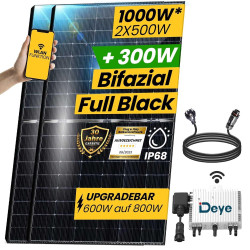 EPP.Solar 1000W Balkonkraftwerk - Solaranlage Komplettset mit 500W Bifazial Modul Black/Silber Rahmen, Neu Generation