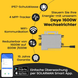 EPP.Solar 1000W Balkonkraftwerk - Solaranlage Komplettset mit 500W Bifazial Modul Black/Silber Rahmen, Neu Generation