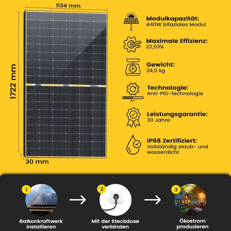 EPP.Solar® 440W Bifacial Solarmodul
AI Affiliate SummarizerNew EPP.Solar® 440W Bifacial Solarmodul
AI Affiliate SummarizerNew