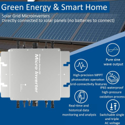 ExoticaBlend 1200W Balkonkraftwerk Grid Tie Inverter, Pv Wechselrichter, IP65 Micro Inverter, WLAN Monitor, 120/230V Automatic
