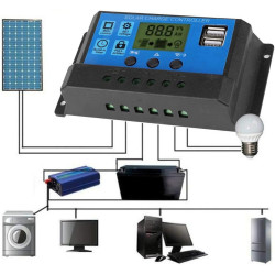 12V 24V Intelligenter Photovoltaik-Solarladeregler Dual Digital Display Mikrocomputersteuerung Praktisches Zubehör für PWM Auto