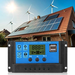 12V 24V Intelligenter Photovoltaik-Solarladeregler Dual Digital Display Mikrocomputersteuerung Praktisches Zubehör für PWM Auto