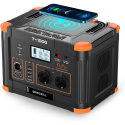 GRECELL Powerstation 1000W, 999Wh Solargenerator, Mobiler Stromspeicher mit AC/DC/USB, Power Station Solar für Camping, Outdoor,