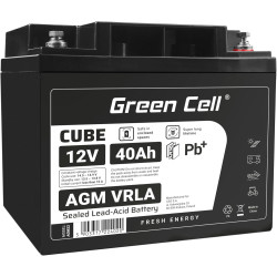 Green Cell AGM 12V 40Ah mit IP54 Akku Vlies Batterie VRLA Blei Batterie Bleiakku Versorgungsbatterie Zyklenfest Wartungsfrei