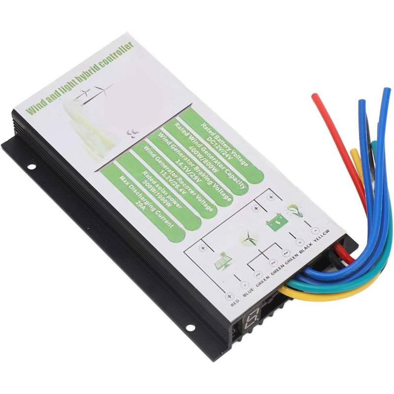 Hybrid-Laderegler, Wind-Solar-PWM, 20 A, max. 800 W, Turbine, 1000 W, Panel, Geeignet für Wind-Solarstromanlagen AI Affiliate