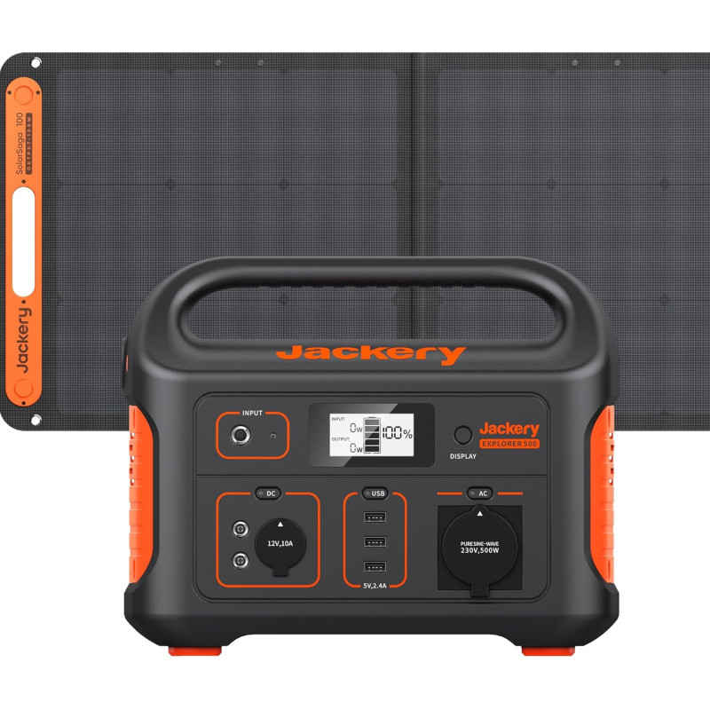 Jackery Explorer 500, 518Wh Tragbare Powerstation Mobiler Stromspeicher mit 230V/500W (Spitze 1000W) Steckdose, Mobile