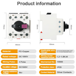 Jadeshay Photovoltaik DC Trennschalter 4P 1000V 32A Photovoltaischer DC-Trennschalter Schalter for Solarpanelsystem AI Affiliate