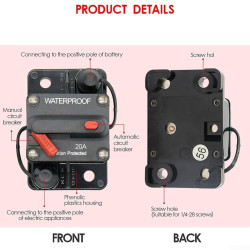Kfz-Leistungsschalter, 20 A Leitungsschutzschalter-Halter, 12-48 V Gleichstrom, Boot, Marine, manueller Reset-Schalter mit