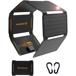 Solar Ladegerät 40W, FlexSolar ETFE Monokristallines Solarpanel Faltbar 3-Port USB PD18W QC3.0 Type-C Tragbares Solarladegerät