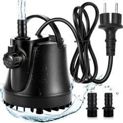 AQQA Aquarium Wasserpumpe,1000L/H Ultraleise Aquarium Tauchpumpe,High Lift Aquarium Pumpe mit Verstellbarem Schalter und 2 Düsen