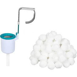 Bestway Flowclear | Poolskimmer Starter-Kit mit 500 g Filterbälle | Einhängeskimmer für Filtersysteme | Geeignet für