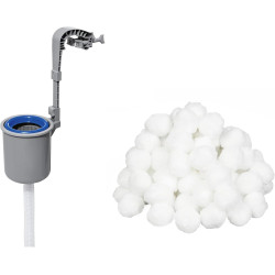 Bestway | Einhängeskimmer Starter-Kit mit 500 g Filterbälle | Skimmer für Filtersysteme | Geeignet für Filteranlagen ab 2.006