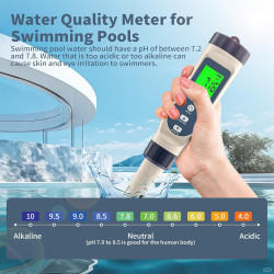 Forever Speed pH Wert Messgerät 5 in 1 pH/EC/TDS/Salzgehalt/Temperatur Hohe Präzision Digitales pH Messgerät Wasser TDS