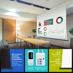 ESMART Economy EXM Motor-Leinwand 217 cm Bild 180 x 135 cm (89") | Format 4:3 | Fernbedienung | Heimkino elektrische Beamer