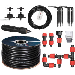 HOLZBRINK Start Set Gewächshaus Bewässerung Bewässerungssystem inkl. 15 m LDPE Verlegerohr 16 mm, 2x Tropfer 4l/h, HTB-10-S-15